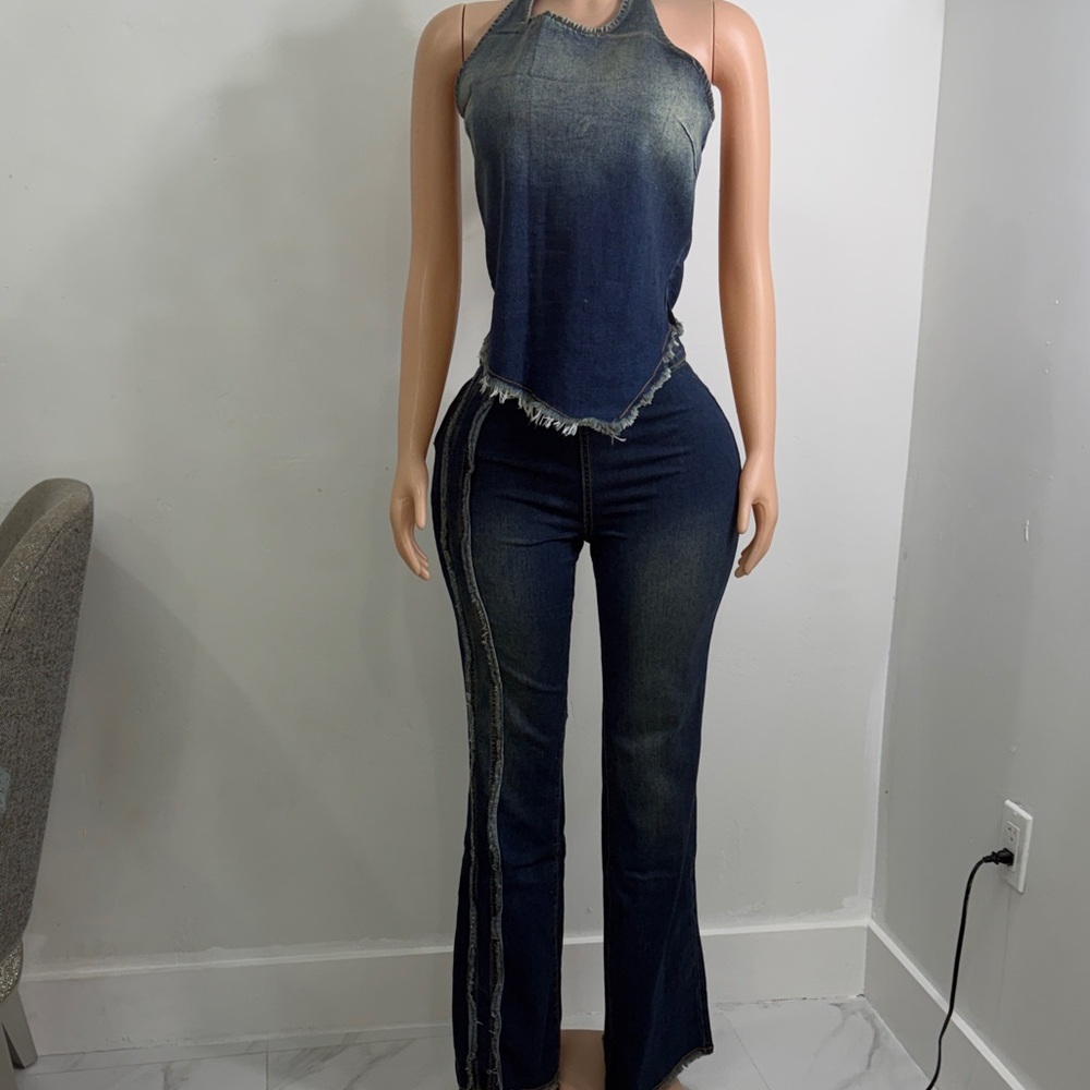 Stylish Denim Halter Jumpsuit